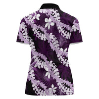 Puakenikeni Maile Lei Women Polo Shirt Frangipani Purple Tropical Leaves LT01 - Polynesian Pride