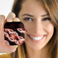 Puakenikeni Maile Lei AirPods Case Frangipani Red Tropical Leaves