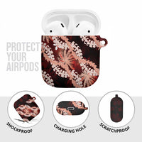 Puakenikeni Maile Lei AirPods Case Frangipani Red Tropical Leaves
