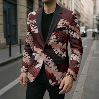 Puakenikeni Maile Lei Blazer Frangipani Red Tropical Leaves LT01 - Polynesian Pride