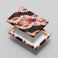 Puakenikeni Maile Lei Canvas Wall Art Frangipani Red Tropical Leaves