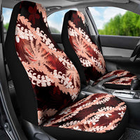 Puakenikeni Maile Lei Car Seat Cover Frangipani Red Tropical Leaves