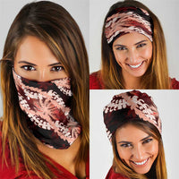 Puakenikeni Maile Lei Neck Gaiter Frangipani Red Tropical Leaves