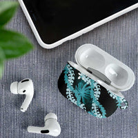 Puakenikeni Maile Lei AirPods Case Frangipani Turquoise Tropical Leaves