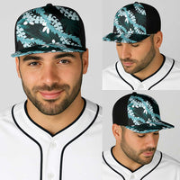Puakenikeni Maile Lei Baseball Net Cap Frangipani Turquoise Tropical Leaves