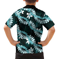 Puakenikeni Maile Lei Family Matching Tank Maxi Dress and Hawaiian Shirt Frangipani Turquoise Tropical Leaves LT01 - Polynesian Pride