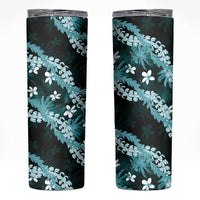 Puakenikeni Maile Lei Skinny Tumbler Frangipani Turquoise Tropical Leaves LT01 Turquoise - Polynesian Pride