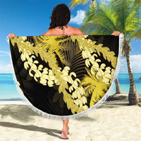 Puakenikeni Maile Lei Beach Blanket Frangipani Yellow Tropical Leaves