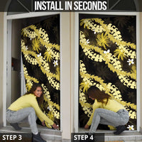Puakenikeni Maile Lei Door Cover Frangipani Yellow Tropical Leaves