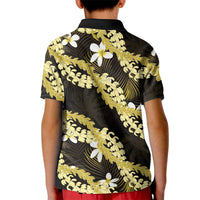 Puakenikeni Maile Lei Kid Polo Shirt Frangipani Yellow Tropical Leaves