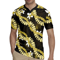 Puakenikeni Maile Lei Rugby Jersey Frangipani Yellow Tropical Leaves