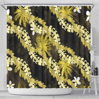 Puakenikeni Maile Lei Shower Curtain Frangipani Yellow Tropical Leaves