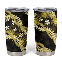 Puakenikeni Maile Lei Tumbler Cup Frangipani Yellow Tropical Leaves