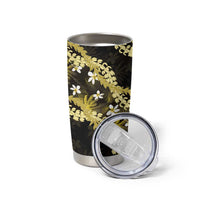 Puakenikeni Maile Lei Tumbler Cup Frangipani Yellow Tropical Leaves