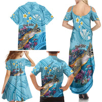 Personalized Hawaii Sea Turtle Family Matching Summer Maxi Dress and Hawaiian Shirt Hawaii Map Ocean Vibes