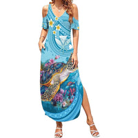 Personalized Hawaii Sea Turtle Summer Maxi Dress Hawaii Map Ocean Vibes