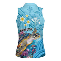 Personalized Hawaii Sea Turtle Women Sleeveless Polo Shirt Hawaii Map Ocean Vibes