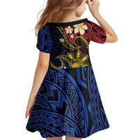 Philippines Spirit Tribal Sun Plumeria Family Matching Long Sleeve Bodycon Dress and Hawaiian Shirt Red And Blue Polynesian Pattern