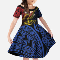 Philippines Spirit Tribal Sun Plumeria Family Matching Short Sleeve Bodycon Dress and Hawaiian Shirt Red And Blue Polynesian Pattern