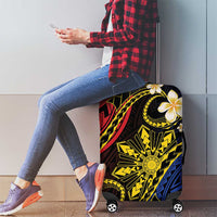 Philippines Spirit Tribal Sun Plumeria Luggage Cover Red And Blue Polynesian Pattern
