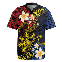Philippines Spirit Tribal Sun Plumeria Rugby Jersey Red And Blue Polynesian Pattern