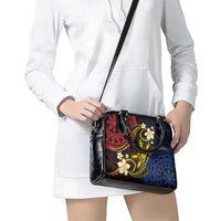 Philippines Spirit Tribal Sun Plumeria Shoulder Handbag Red And Blue Polynesian Pattern