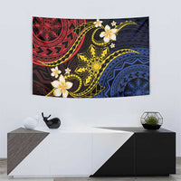 Philippines Spirit Tribal Sun Plumeria Tapestry Red And Blue Polynesian Pattern