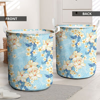 Hawaii Hibiscus Plumeria Blue Laundry Basket Polynesian Pattern LT01 - Polynesian Pride