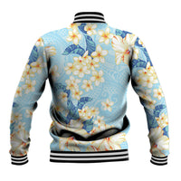 Hawaii Hibiscus Plumeria Blue Baseball Jacket Polynesian Pattern LT01 - Polynesian Pride