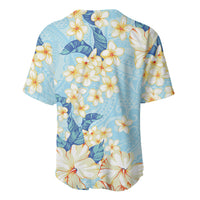 Hawaii Hibiscus Plumeria Blue Baseball Jersey Polynesian Pattern LT01 - Polynesian Pride