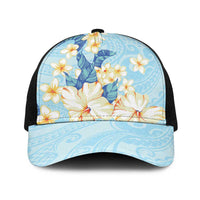 Hawaii Hibiscus Plumeria Blue Baseball Net Cap Polynesian Pattern LT01 One Size Black Blue - Polynesian Pride
