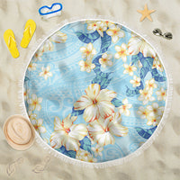 Hawaii Hibiscus Plumeria Blue Beach Blanket Polynesian Pattern LT01 One Size 150cm Blue - Polynesian Pride