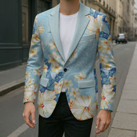 Hawaii Hibiscus Plumeria Blue Blazer Polynesian Pattern LT01 - Polynesian Pride