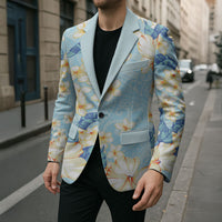 Hawaii Hibiscus Plumeria Blue Blazer Polynesian Pattern LT01 - Polynesian Pride