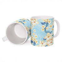 Hawaii Hibiscus Plumeria Blue Ceramic Mug Polynesian Pattern LT01 - Polynesian Pride