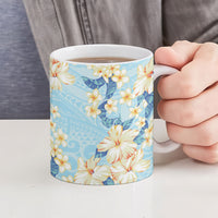 Hawaii Hibiscus Plumeria Blue Ceramic Mug Polynesian Pattern LT01 - Polynesian Pride