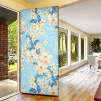 Hawaii Hibiscus Plumeria Blue Door Cover Polynesian Pattern