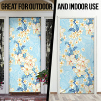 Hawaii Hibiscus Plumeria Blue Door Cover Polynesian Pattern