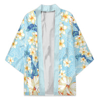 Hawaii Hibiscus Plumeria Blue Kimono Polynesian Pattern LT01 Unisex Blue - Polynesian Pride