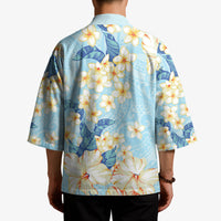 Hawaii Hibiscus Plumeria Blue Kimono Polynesian Pattern LT01 - Polynesian Pride