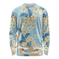 Hawaii Hibiscus Plumeria Blue Long Sleeve Shirt Polynesian Pattern LT01 Unisex Blue - Polynesian Pride