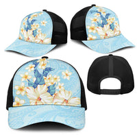 Hawaii Hibiscus Plumeria Blue Mesh Trucker Cap Polynesian Pattern LT01 - Polynesian Pride