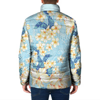 Hawaii Hibiscus Plumeria Blue Padded Jacket Polynesian Pattern LT01 - Polynesian Pride