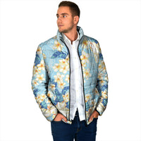 Hawaii Hibiscus Plumeria Blue Padded Jacket Polynesian Pattern LT01 - Polynesian Pride