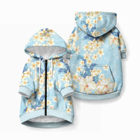Hawaii Hibiscus Plumeria Blue Pet Hoodie Polynesian Pattern