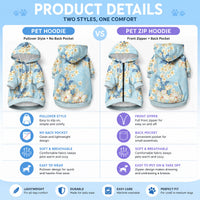 Hawaii Hibiscus Plumeria Blue Pet Hoodie Polynesian Pattern