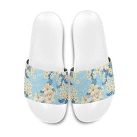 Hawaii Hibiscus Plumeria Blue Slide Sandals Polynesian Pattern LT01 Blue - Polynesian Pride