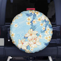 Hawaii Hibiscus Plumeria Blue Spare Tire Cover Polynesian Pattern LT01 No hole Blue - Polynesian Pride