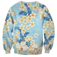 Hawaii Hibiscus Plumeria Blue Sweatshirt Polynesian Pattern LT01 - Polynesian Pride