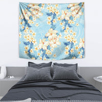 Hawaii Hibiscus Plumeria Blue Tapestry Polynesian Pattern